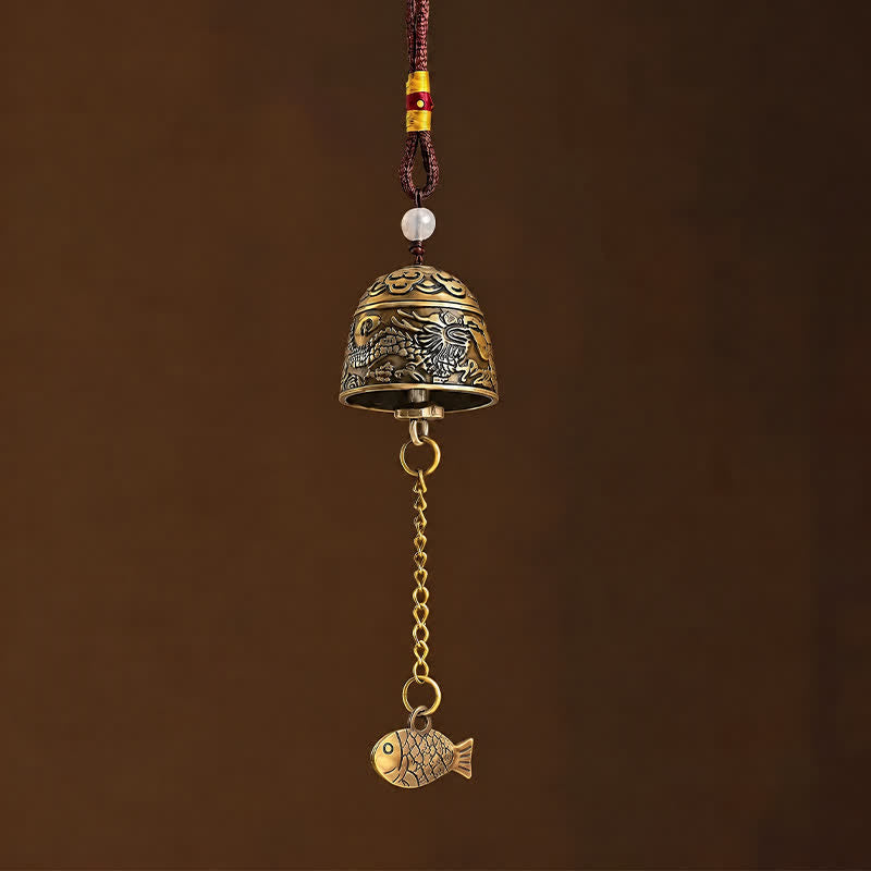 Buddha Stones Kupferfarbene Doppeldrachen-Koi-Fisch-Glöckchen und -Klangspiele - image 1