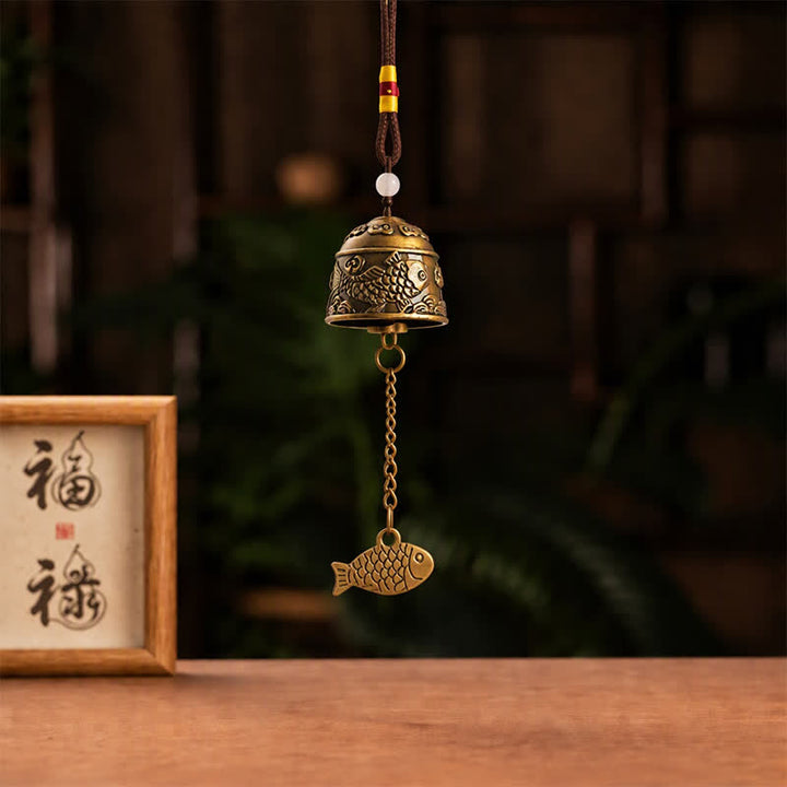 Buddha Stones Kupferfarbene Doppeldrachen-Koi-Fisch-Glöckchen und -Klangspiele - image 9