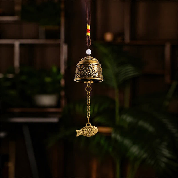 Buddha Stones Kupferfarbene Doppeldrachen-Koi-Fisch-Glöckchen und -Klangspiele - image 10