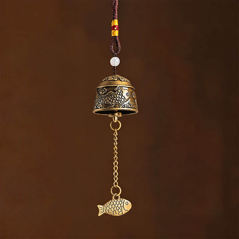 Buddha Stones Kupferfarbene Doppeldrachen-Koi-Fisch-Glöckchen und -Klangspiele - image 8