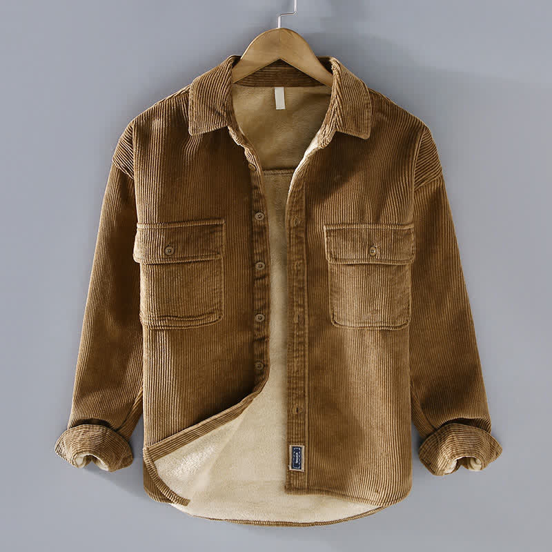Buddha Stones Lässige Herrenjacke im Vintage-Stil für Herbst und Winter mit aufgesetzten Taschen aus Cord. - Peru - US/ UK/AU42, EU52 (3XL) - image 0