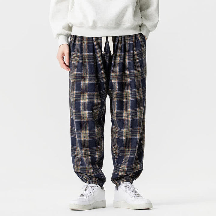 Buddha Stones Lässige Herren-Haremshose mit Taschen, kariert, mit Kordelzug, Knöchellänge, Herbst/Winter - Marine - US/ UK/AU46, EU56 (5XL) - image 17