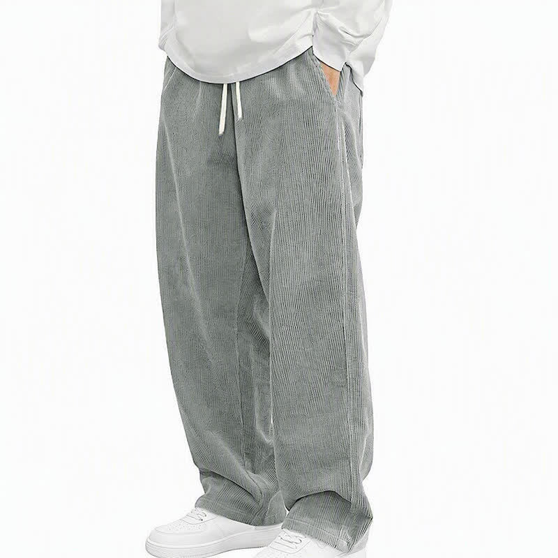 Buddha Stones Lässige Cordhose für Herren, lange Hose mit Kordelzug, geradem Bein und Taschen, Herbst/Winter - Grau - US/UK/AU48, EU58 (5XL) - image 0