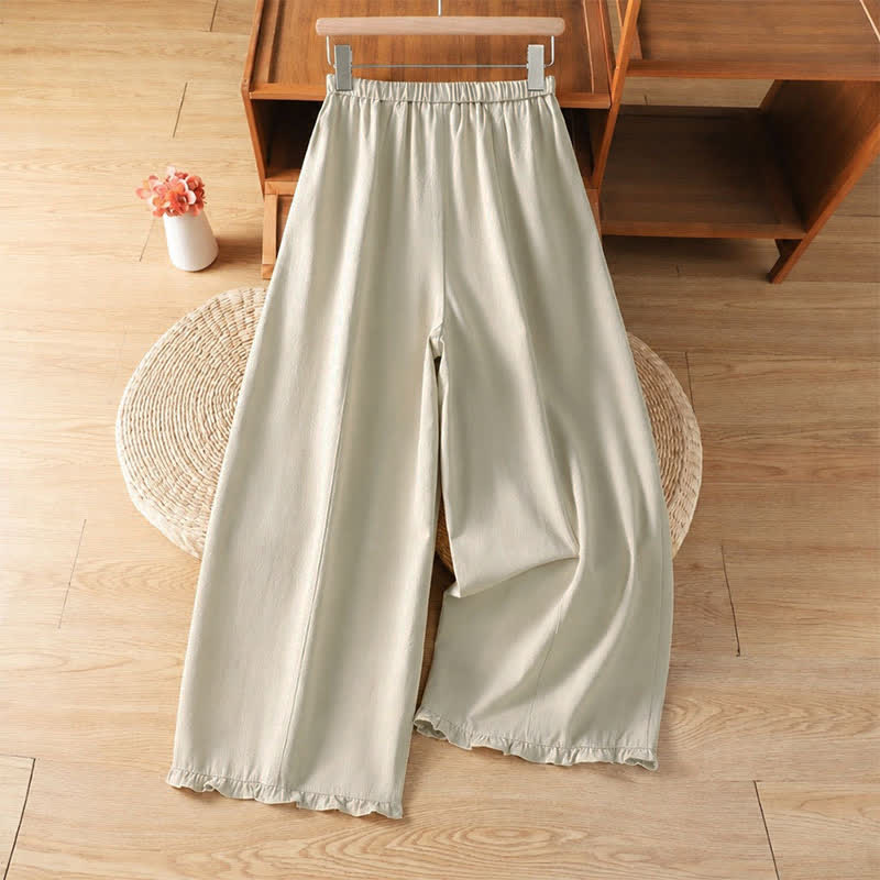 Buddha Stones Lässige, minimalistische Herbst-Hose mit Kordelzug, einfarbig, knöchelhoch, gerades Bein, mit Taschen - image 1