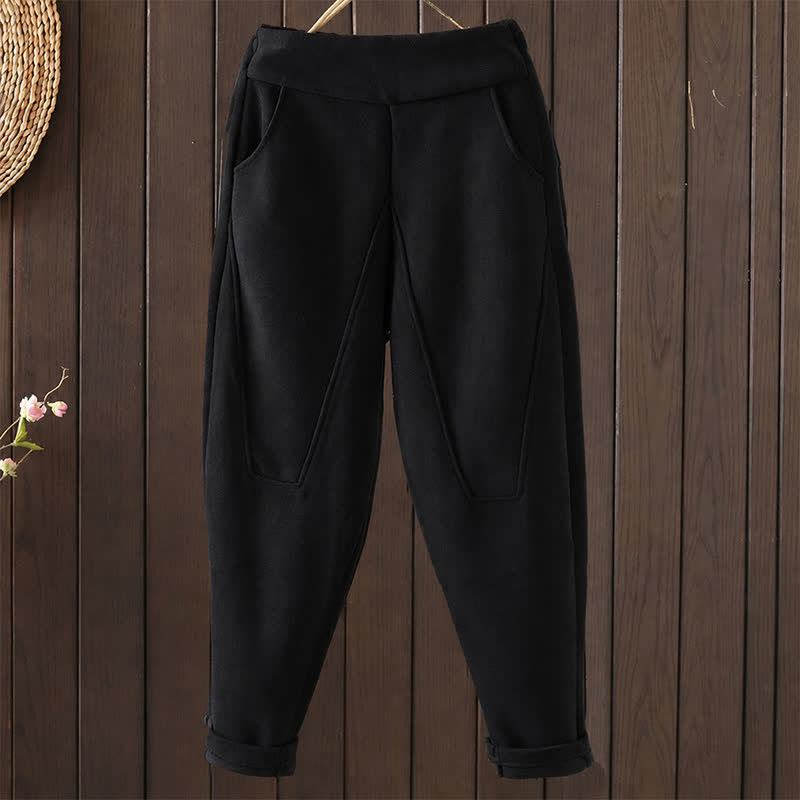 Buddha Stones Lässige, einfarbige Baumwoll-Ankle-Hose für Damen mit schmal zulaufendem Bein und Tasche - Schwarz - US12, UK/AU16, EU44 (3XL) - image 0