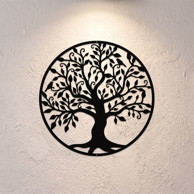 Buddha Stones Runder Lebensbaum aus Metall – Symbol der Einheit und Bedeutung – Wanddekoration - image 0