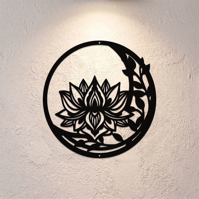 Buddha Stones Runde Lotus-Reinheits-Metall-Symbole – Wanddekoration - image 0