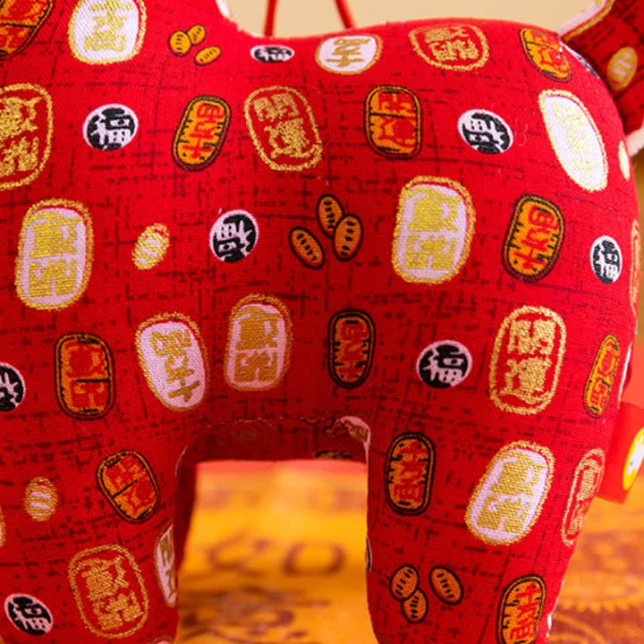 Buddha Stones Rotes Plüschtier mit Sternzeichen-Ziege aus Baumwolle, niedliche Tierdekoration - image 4