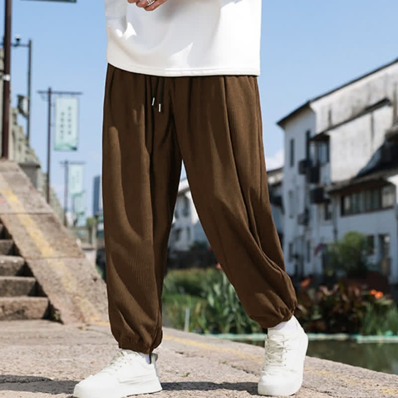 Buddha Stones Lässige, minimalistische Cordhose für Herren mit Kordelzug und Tasche – ideal für den Herbst. - image 1