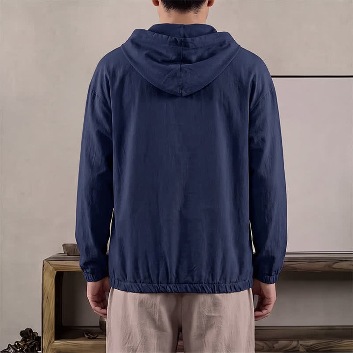 Buddha Stones Lässiges Herren-Langarmshirt mit Kapuze, Kordelzug und Tasche – perfekt für den Herbst. - image 1