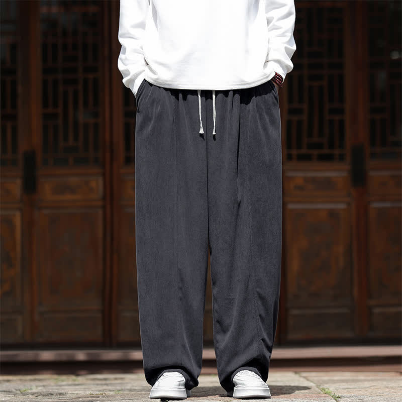 Buddha Stones Lässige, minimalistische Cordhose für Herren mit geradem Bein und Taschen, ideal für Frühling und Herbst - image 1