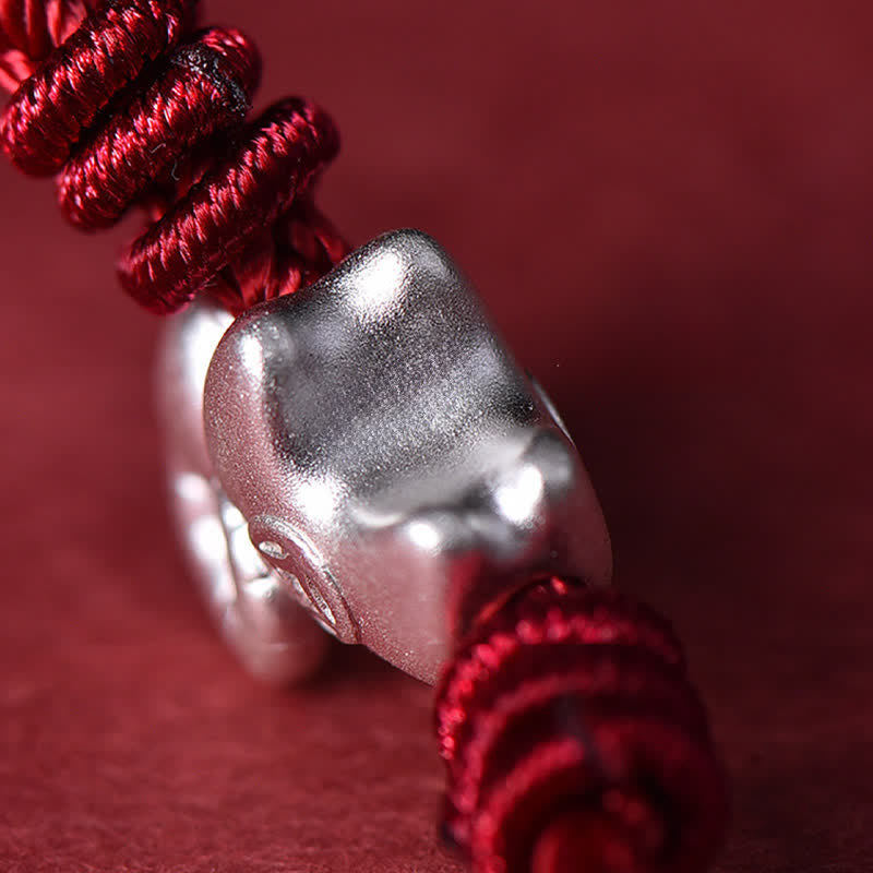 Buddha Stones Rotes Armband aus 999er Sterlingsilber mit Ziegenmotiv - image 17