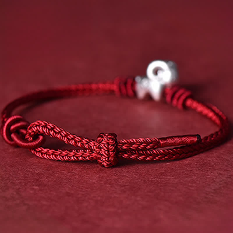 Buddha Stones Rotes Armband aus 999er Sterlingsilber mit Ziegenmotiv - image 1