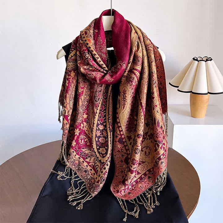 Buddha Stones Herbst/Winter Vintage Paisley Blumenquasten Damenschal - image 3