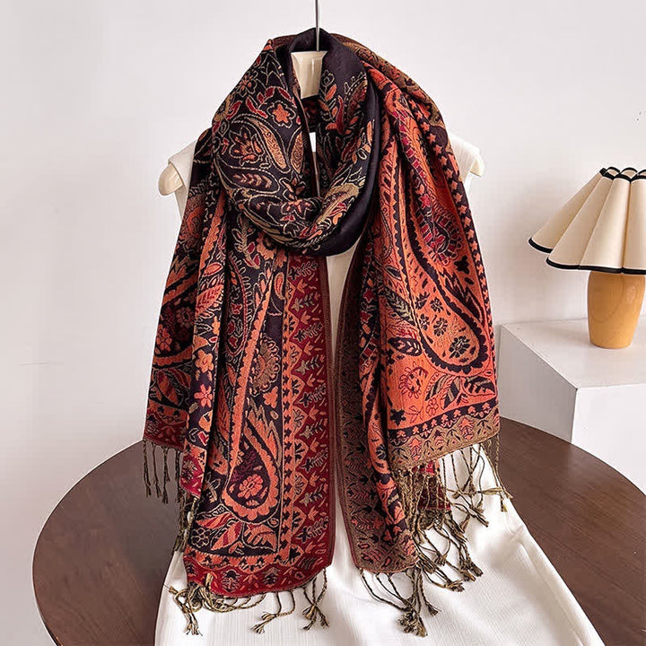 Buddha Stones Herbst/Winter Vintage Paisley Blumenquasten Damenschal - image 9