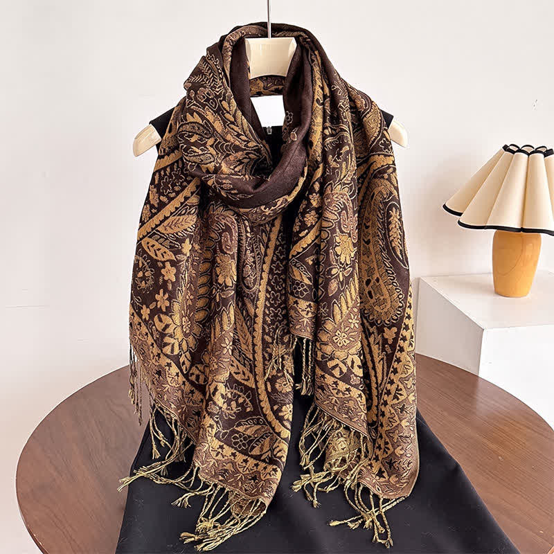 Buddha Stones Herbst/Winter Vintage Paisley Blumenquasten Damenschal - image 14