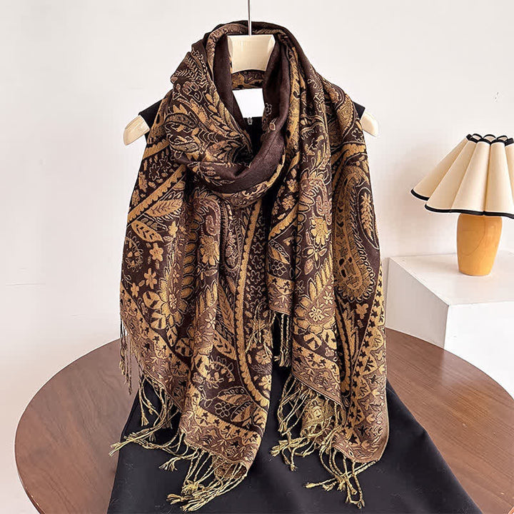 Buddha Stones Herbst/Winter Vintage Paisley Blumenquasten Damenschal - image 14