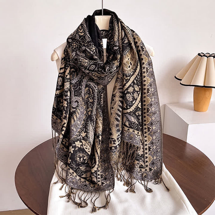 Buddha Stones Herbst/Winter Vintage Paisley Blumenquasten Damenschal - image 5