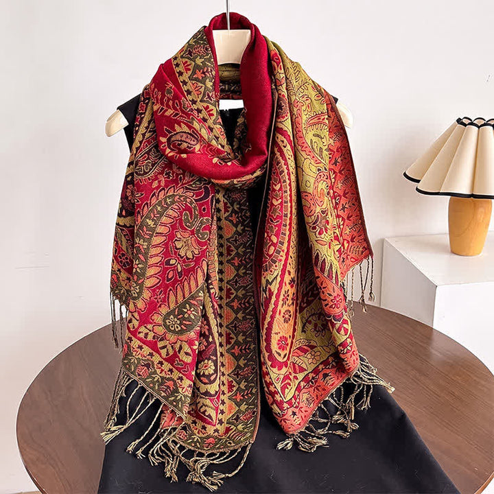 Buddha Stones Herbst/Winter Vintage Paisley Blumenquasten Damenschal - image 11