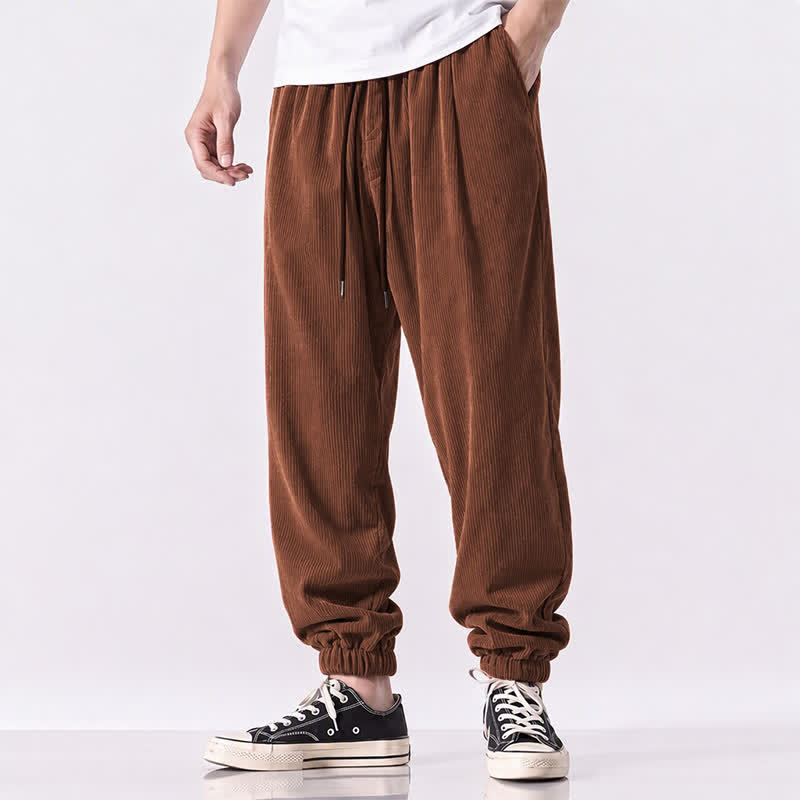 Buddha Stones Lässige Vintage-Cordhose für Herren mit Kordelzug, Knöchellänge und Taschen – ideal für Herbst und Winter - image 1