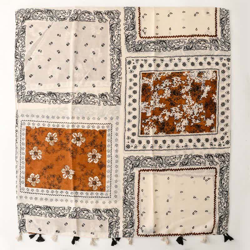 Buddha Stones Boho-Schal für Damen, Frühling/Herbst, Paisley-Patchwork, Quasten, Frühling/Herbst - image 3