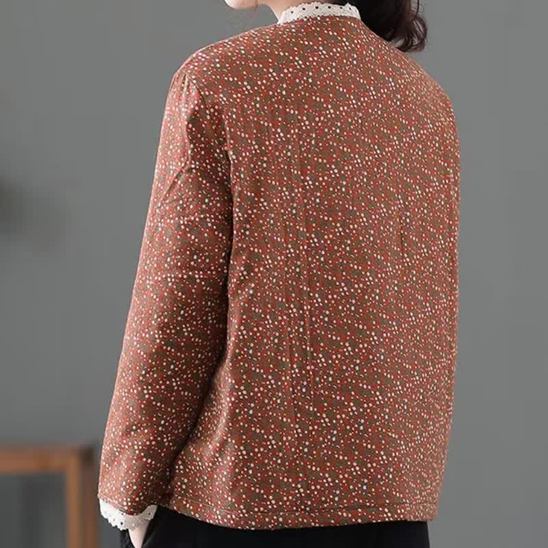 Buddha Stones Elegante, gestrickte Damenjacke im Vintage-Stil mit Blumenmuster für Herbst und Winter - image 14
