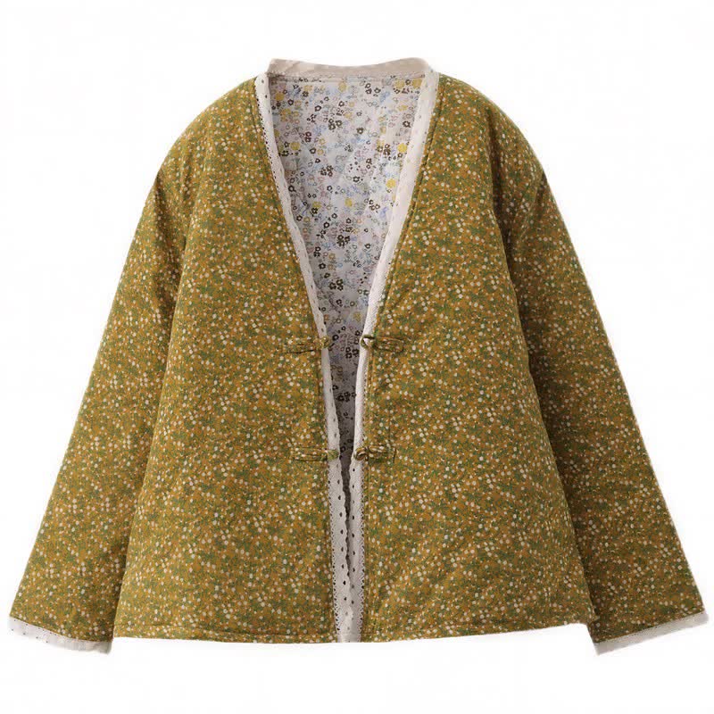 Buddha Stones Elegante, gestrickte Damenjacke im Vintage-Stil mit Blumenmuster für Herbst und Winter - image 1