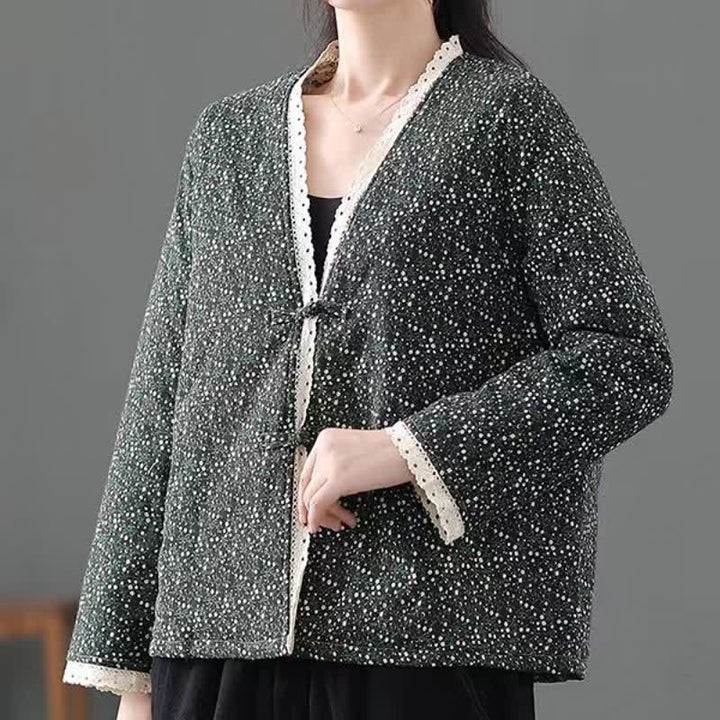 Buddha Stones Elegante, gestrickte Damenjacke im Vintage-Stil mit Blumenmuster für Herbst und Winter - image 10