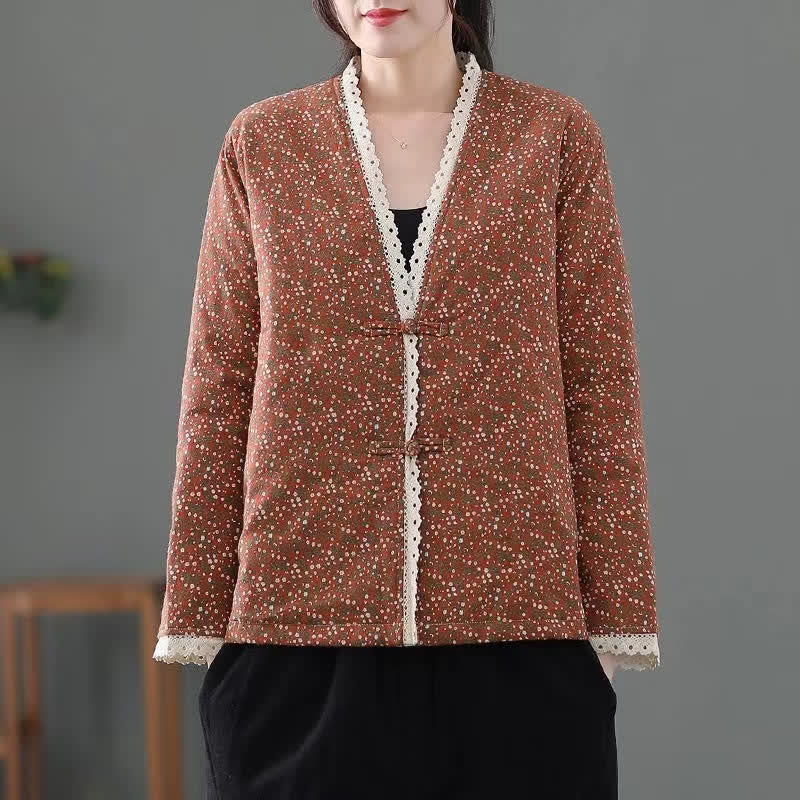 Buddha Stones Elegante, gestrickte Damenjacke im Vintage-Stil mit Blumenmuster für Herbst und Winter - Sienna - US12, UK/AU16, EU44 (3XL) - image 12