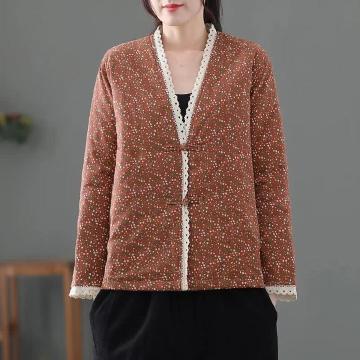 Buddha Stones Elegante, gestrickte Damenjacke im Vintage-Stil mit Blumenmuster für Herbst und Winter - Sienna - US12, UK/AU16, EU44 (3XL) - image 12