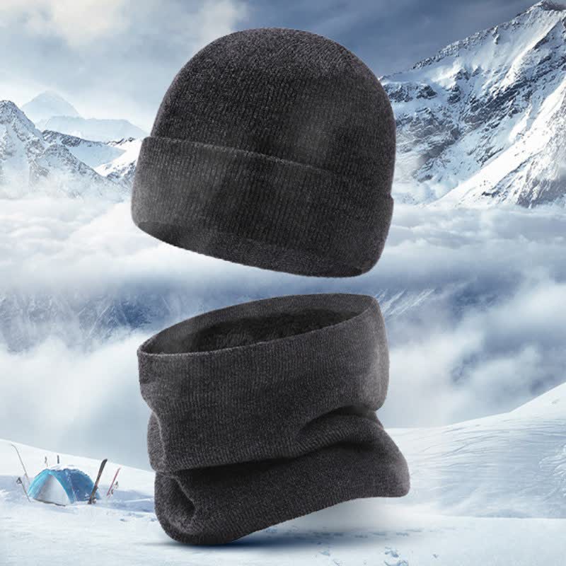 Buddha Stones 3-teiliges Set für Herbst und Winter: Gerippter Strick-Halswärmer für Herren, Schal, Mütze, Handschuhe - image 2