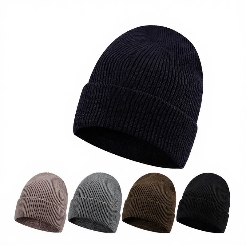 Buddha Stones Herbst-Winter-Mütze mit Rippstrickbündchen und Umschlag für Herren - image 0