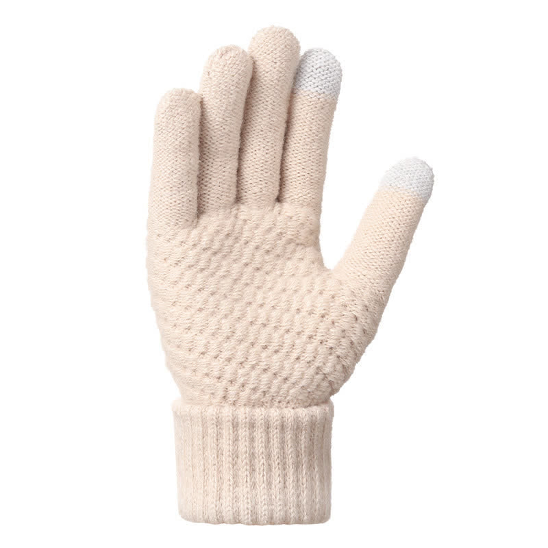 Buddha Stones 3-teiliges Set für Herbst und Winter: Gerippter Strickschal, Handschuhe und Mütze für Damen - image 1