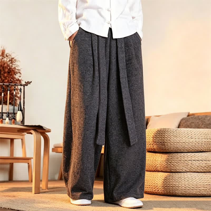 Buddha Stones Lässige, minimalistische lange Herrenhose mit Kordelzug für Herbst und Winter, gerades Bein - image 1