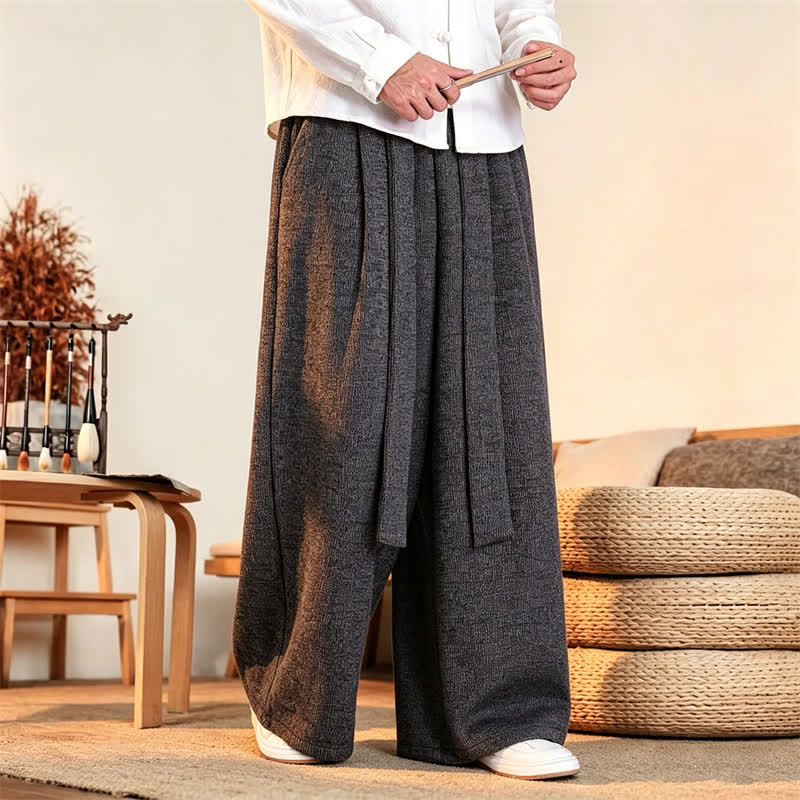 Buddha Stones Lässige, minimalistische lange Herrenhose mit Kordelzug für Herbst und Winter, gerades Bein - Dunkelgrau - US/ UK/AU46, EU56 (5XL) - image 0