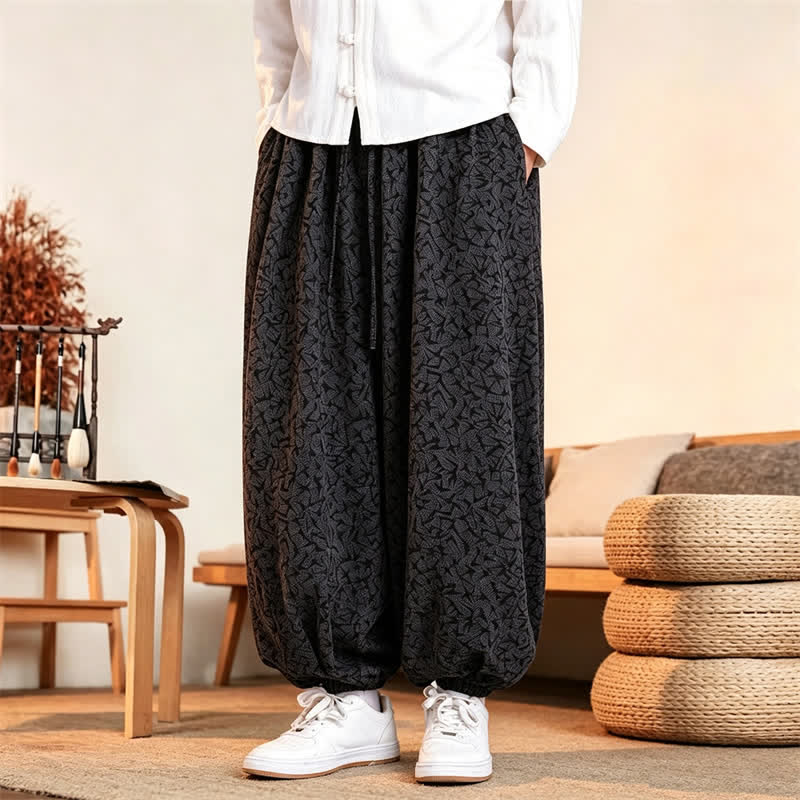 Buddha Stones Lässige, minimalistische Herren-Haremshose mit Taschen – ideal für Herbst und Winter - image 1