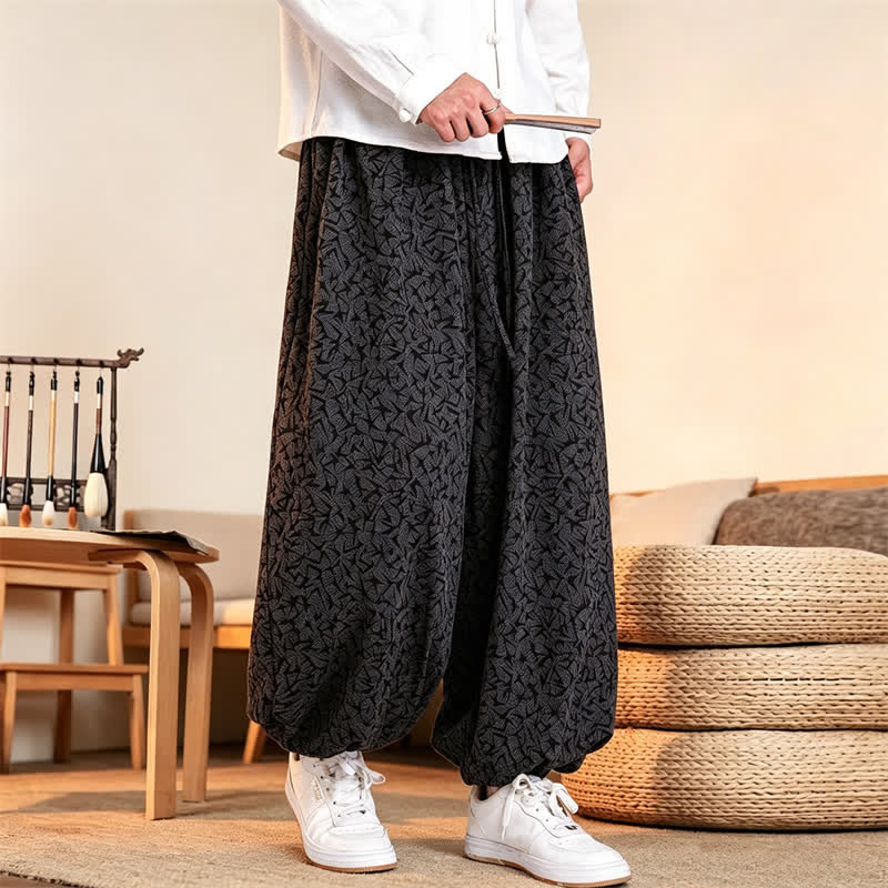 Buddha Stones Lässige, minimalistische Herren-Haremshose mit Taschen – ideal für Herbst und Winter - Schwarz - US/ UK/AU46, EU56 (5XL) - image 0