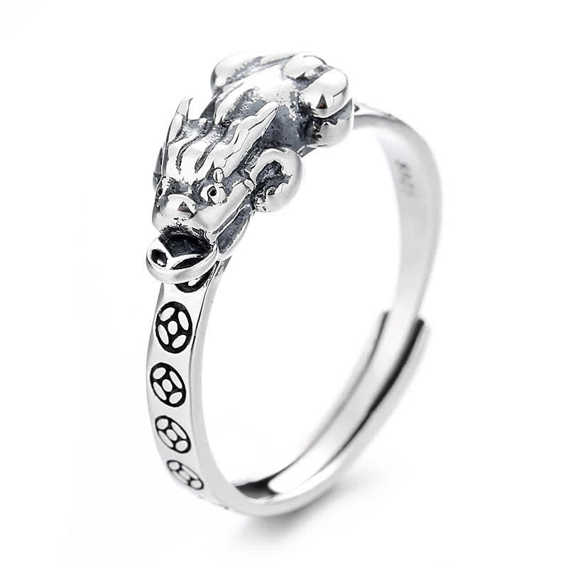 Buddha Stones Verstellbarer Vintage-Ring aus 925er Sterlingsilber mit Pi-Xiu-Münzen-Motiv - image 4