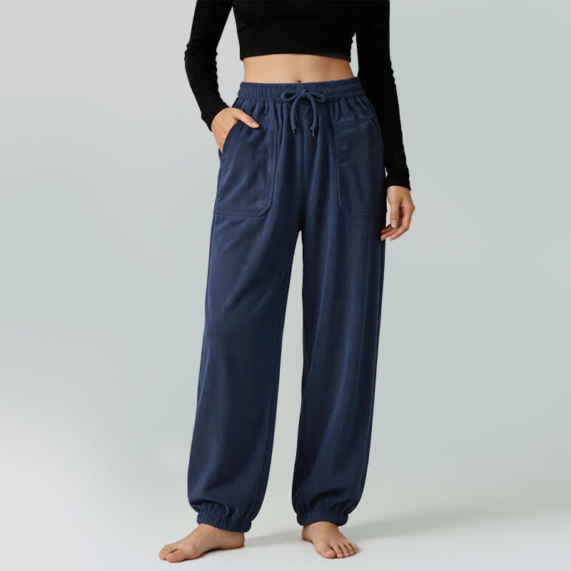 Buddha Stones Lässige, einfarbige Cordhose für Damen mit elastischem Bund und Taschen – perfekt für Herbst und Winter - image 1