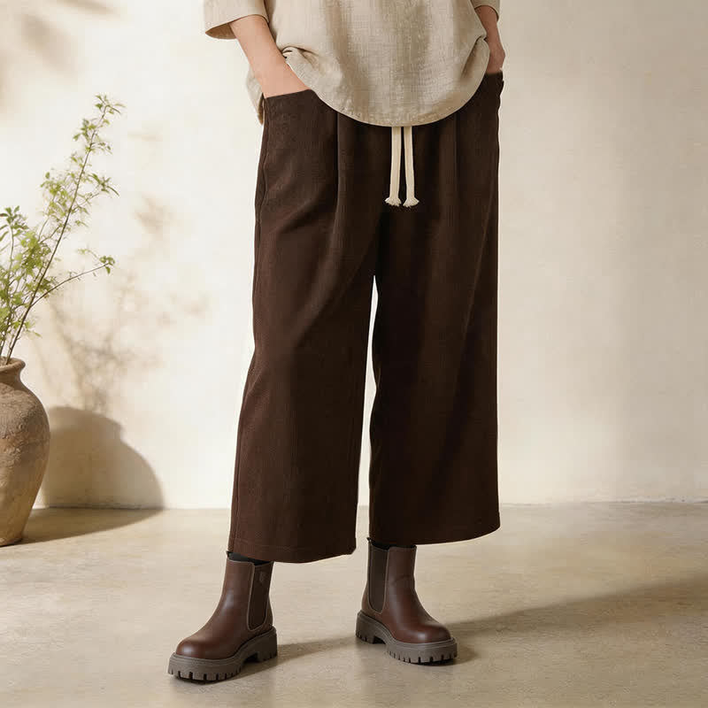 Buddha Stones Lässige, minimalistische Cordhose für Damen mit geradem Bein und Taschen – perfekt für Herbst und Winter - image 1
