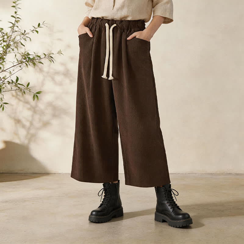 Buddha Stones Lässige, minimalistische Cordhose für Damen mit geradem Bein und Taschen – perfekt für Herbst und Winter - Sattelbraun - US6, UK/AU10, EU38 (XL) - image 0