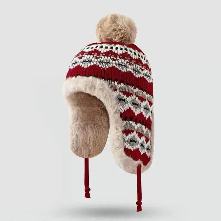 Buddha Stones Wintermütze für Damen mit geometrischem Bommel, Fleecefutter und Ohrenklappen - Kastanienbraun - Einheitsgröße (54-60 cm) - image 0