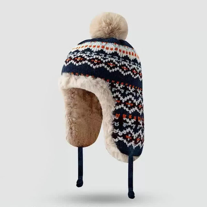 Buddha Stones Wintermütze für Damen mit geometrischem Bommel, Fleecefutter und Ohrenklappen - Marine - Einheitsgröße (54-60 cm) - image 7