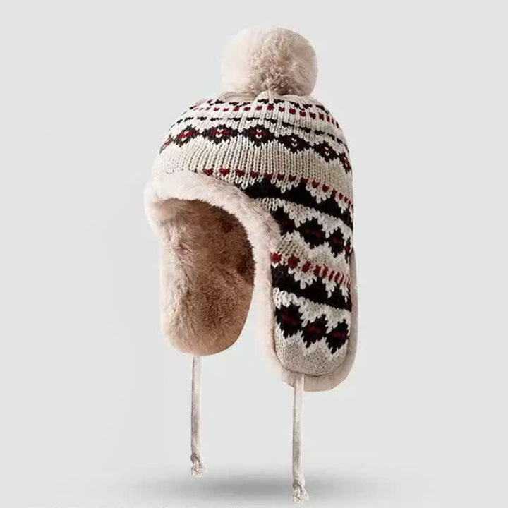 Buddha Stones Wintermütze für Damen mit geometrischem Bommel, Fleecefutter und Ohrenklappen - Weizen - Einheitsgröße (54-60 cm) - image 6