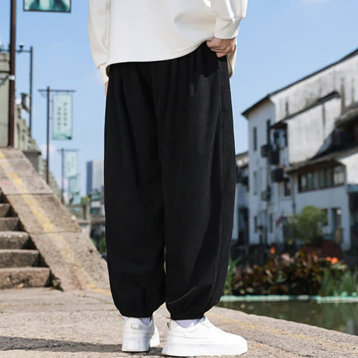 Buddha Stones Winter Basic Klassische Cordhose mit Kordelzug, einfarbig, knöchellang, Herren-Haremshose mit Taschen - image 11