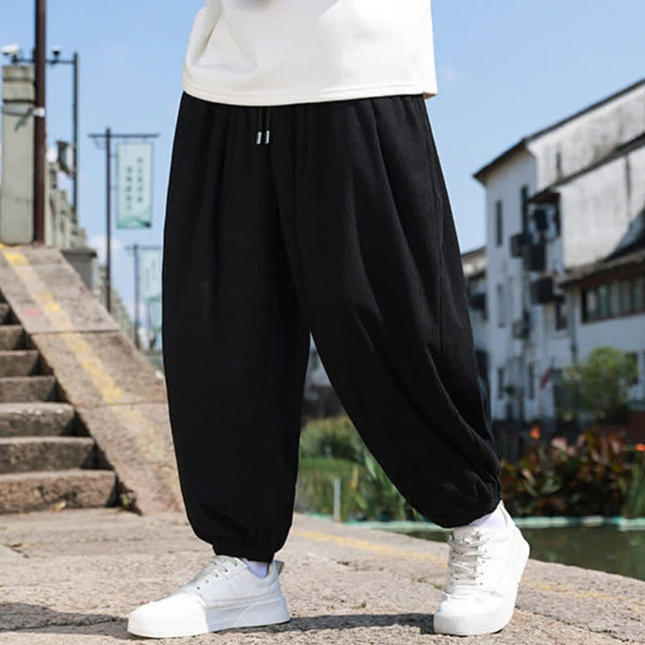 Buddha Stones Winter Basic Klassische Cordhose mit Kordelzug, einfarbig, knöchellang, Herren-Haremshose mit Taschen - image 13