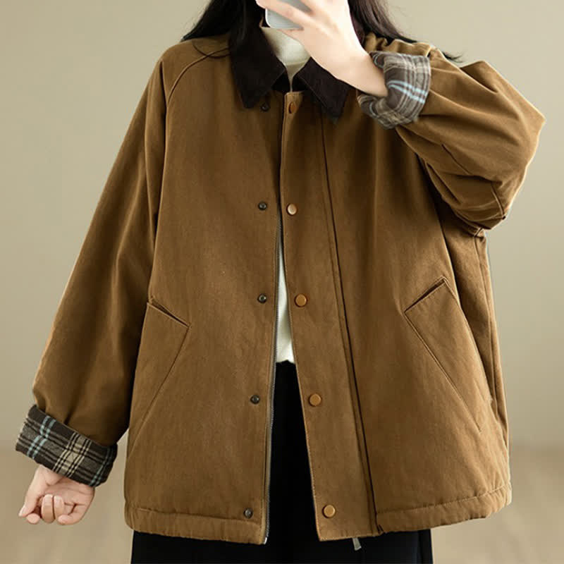 Buddha Stones Lässige, klassische Damenjacke mit Taschen für Herbst und Winter - image 3