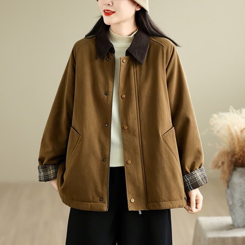Buddha Stones Lässige, klassische Damenjacke mit Taschen für Herbst und Winter - Sattelbraun - US8-10, UK/AU12-14, EU40-42 (XL) - image 0