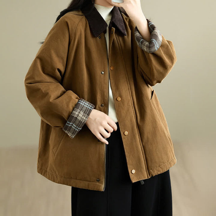 Buddha Stones Lässige, klassische Damenjacke mit Taschen für Herbst und Winter - image 1