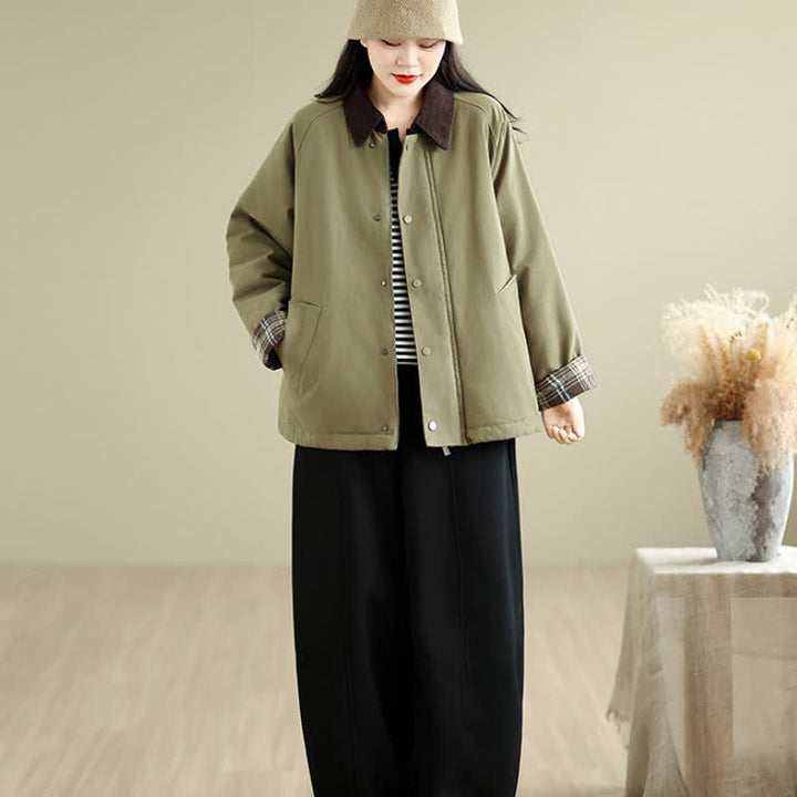 Buddha Stones Lässige, klassische Damenjacke mit Taschen für Herbst und Winter - image 11